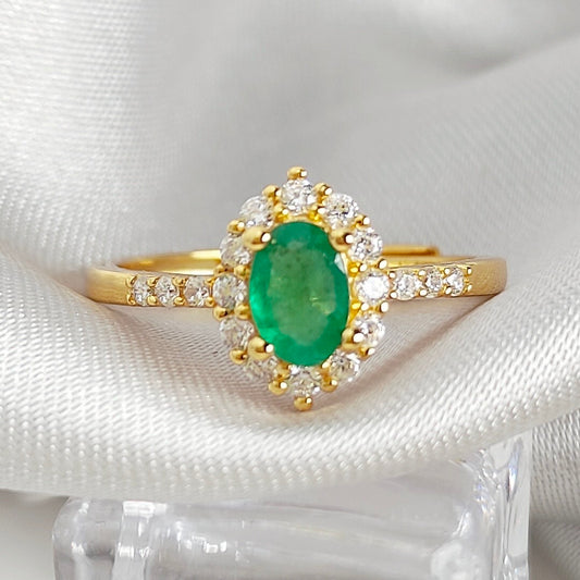 NATURAL EMERALD k18yg plated 925silver ring 0.5ct