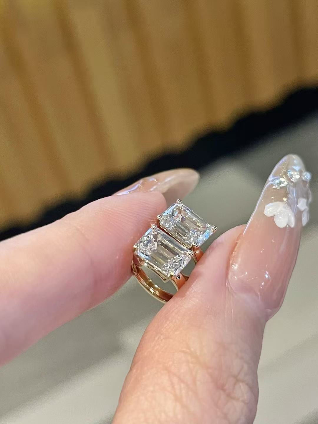 18K Yellow Gold Lab-Grown Emerald Cut Stud Earrings