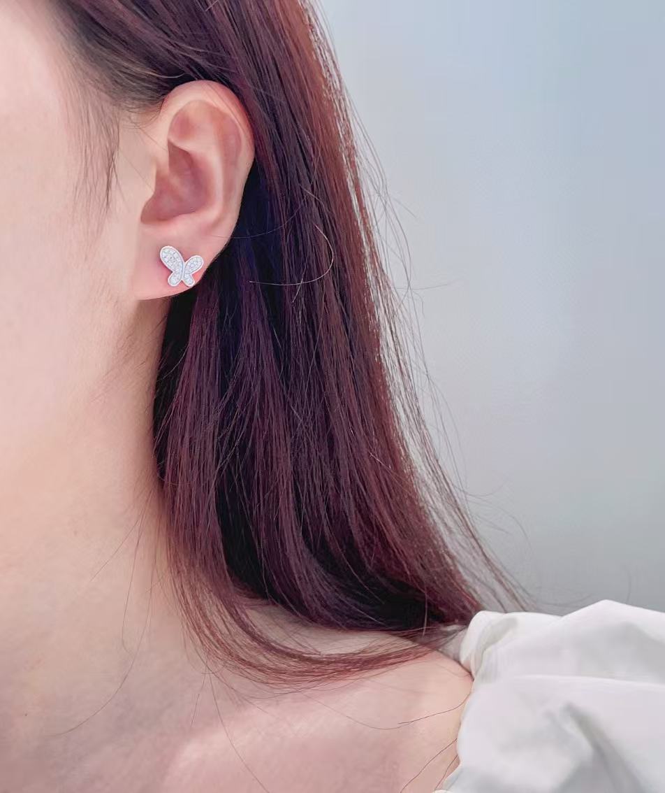 18K White Gold Lab-Grown Diamond Irregular Butterfly Earrings
