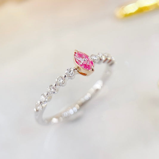 k18 natural pink diamond/ diamond ring