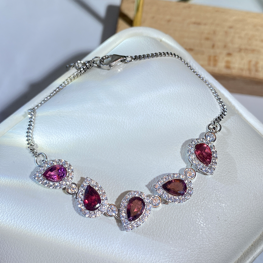 NATURAL GARNET 925silver bracelet 4ct