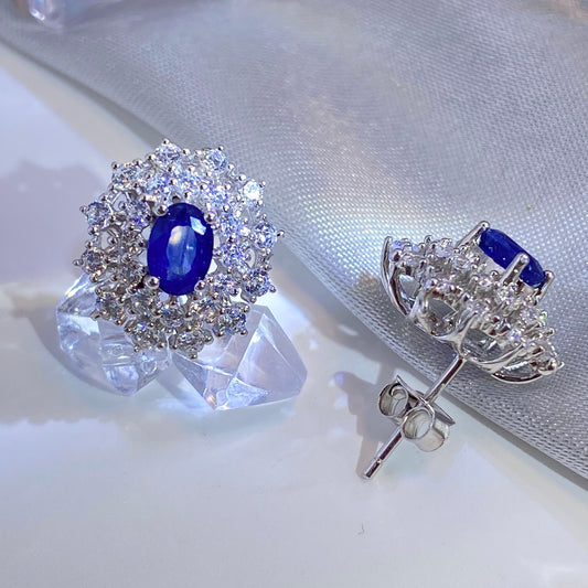 NATURAL SAPPHIRE k18 plated 925silver earrings 1.4ct