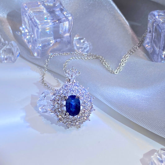 NATURAL SAPPHIRE k18 plated 925silver necklace 1.2ct