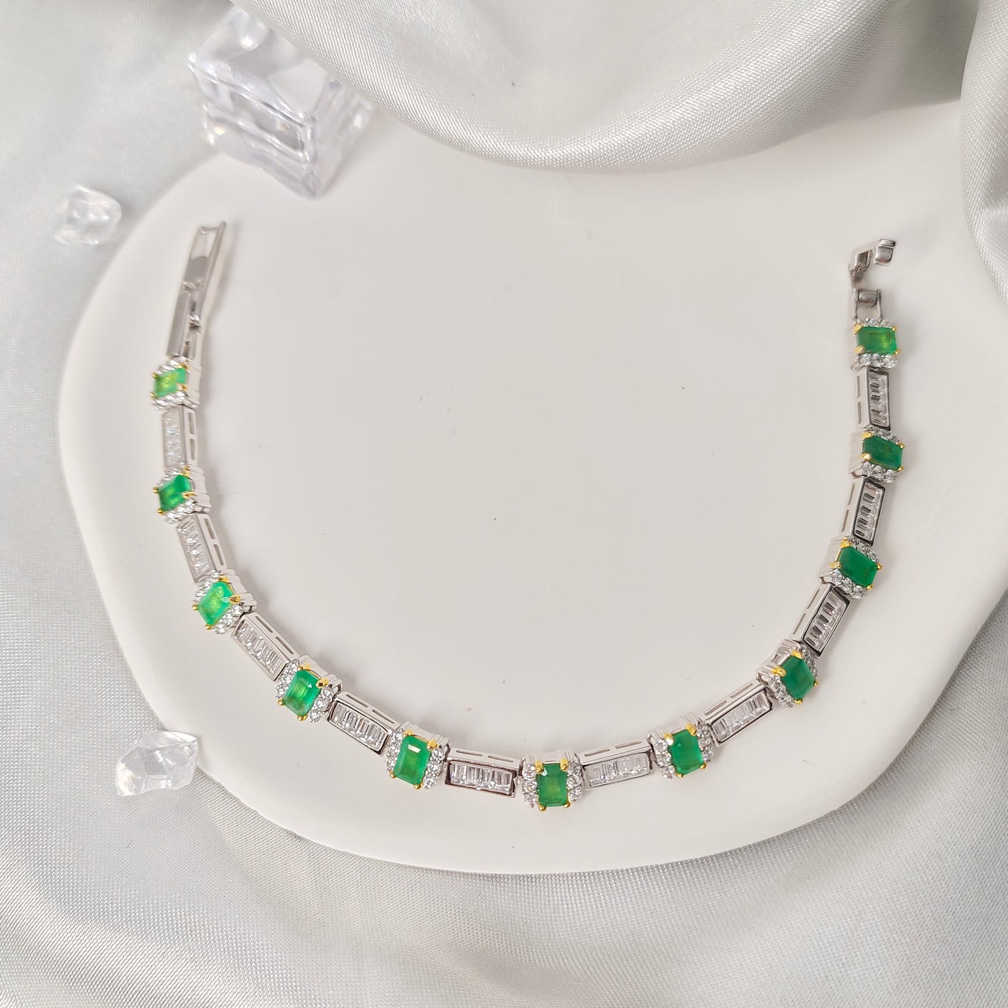 NATURAL EMERALD k18 plated 925silver necklace+modification fee 4ct