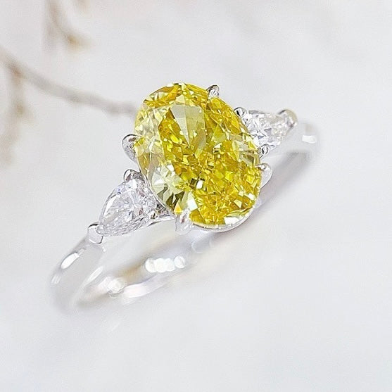 k18wg IGI labgrown yellow diamond ring 3.98g 3.66+0.63ct #6