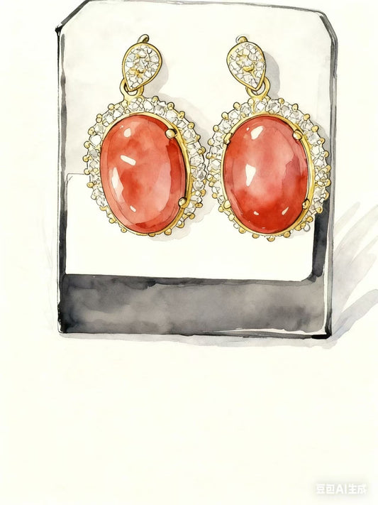 K18 red earrings:0.33CT+0.33CT8.8g