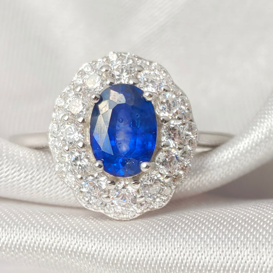 NATURAL SAPPHIRE k18 plated 925silver ring 1.2ct