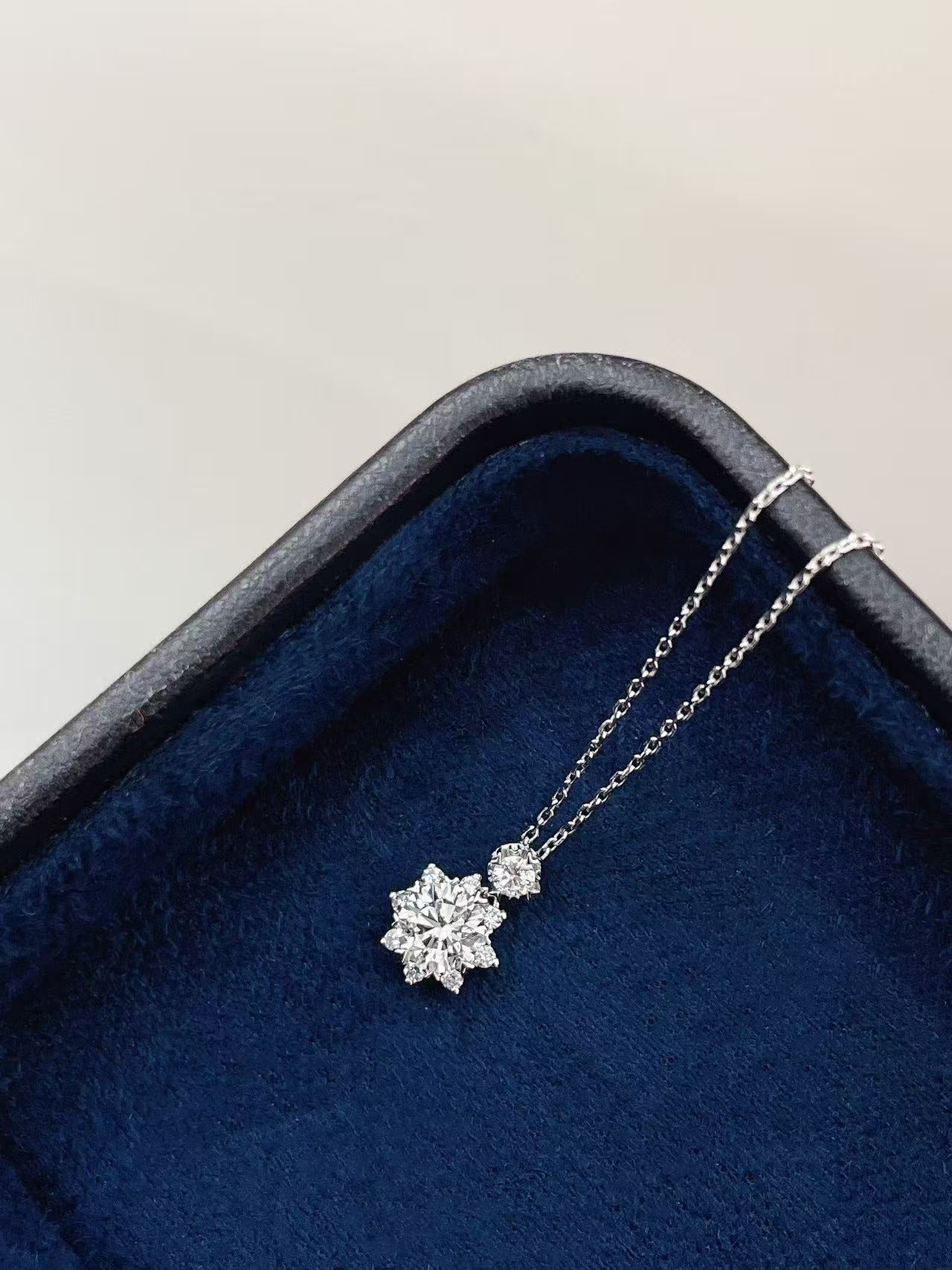 18K White Gold Lab-Grown Diamond Snowflake Necklace
