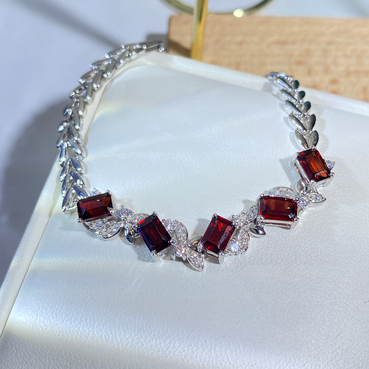NATURAL GARNET 925silver bracelet 4ct