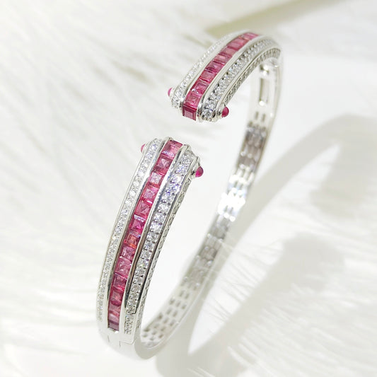 NATURAL RUBY k18wg plated bangle 925silver 3ct