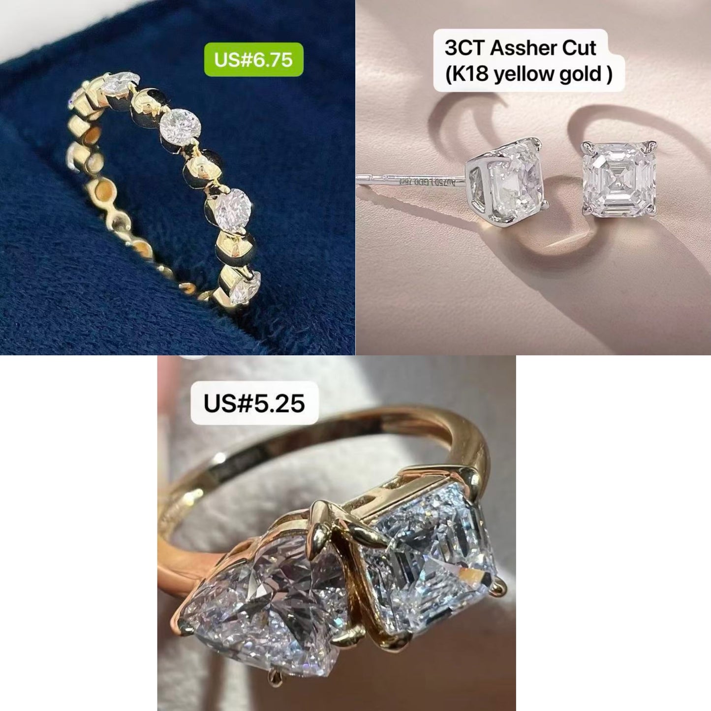 18K Gold Lab-Grown Diamond Jewelry Set (3 Pieces)