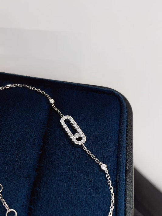 18K White Gold Lab-Grown Diamond Paperclip Bracelet