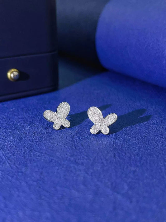 18K White Gold Lab-Grown Diamond Irregular Butterfly Earrings